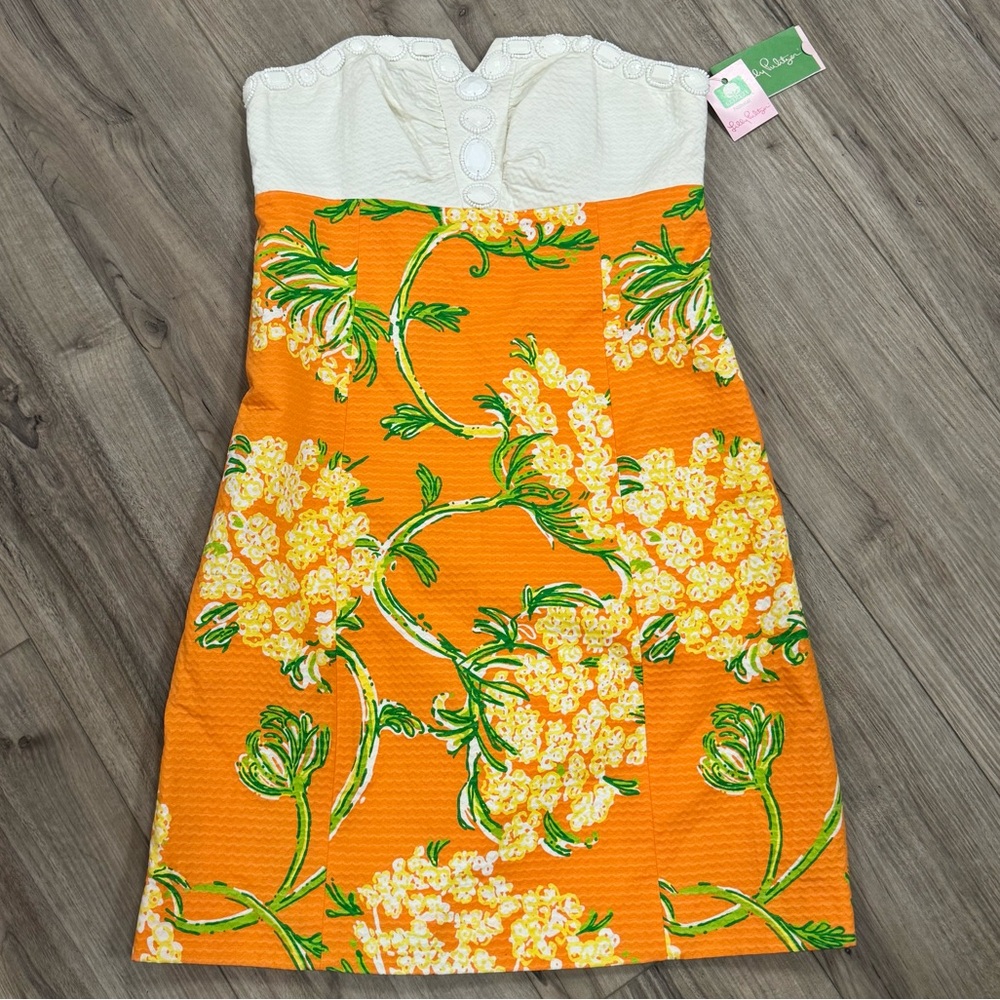 Lilly Pulitzer Strapless Dress in Orange and White